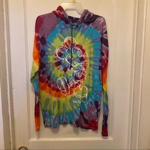 Disney tie dye hooded long sleeve t shirt